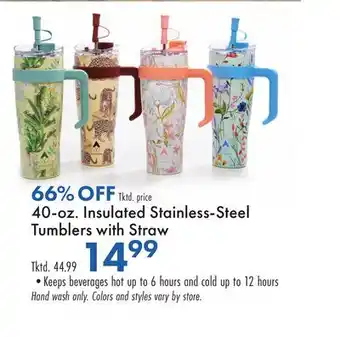 Boscov's 40-oz. Insulated Stainless-Steel Tumblers with Straw offer