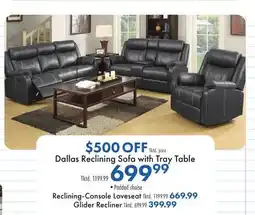 Boscov's Dallas Reclining Sofa with Tray Table offer