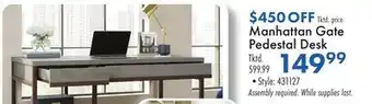 Boscov's Manhattan Gate Pedestal Desk offer