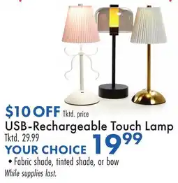 Boscov's USB-Rechargeable Touch Lamp offer