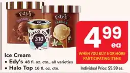 ACME Ice Cream, Edy's 48 fl. oz. ctn., all varieties, Halo Top 16 fl. oz. ctn offer