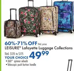 Boscov's LEISURE Lafayette Luggage Collections offer