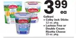 ACME Galbani Colby Jack Sticks 12 oz. pkg., Lactose Free or Double Cream Ricotta Cheese 15 oz. pkg offer