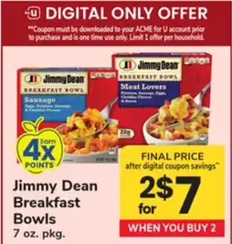 ACME Jimmy Dean Breakfast Bowls offer