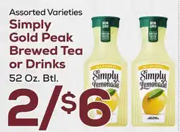 DeCicco & Sons Simply Gold Peak Brewed Tea or Drinks offer