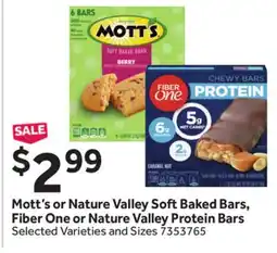 Stop&Shop Mott's or Nature Valley Soft Baked Bars, Fiber One or Nature Valley Protein Bars offer