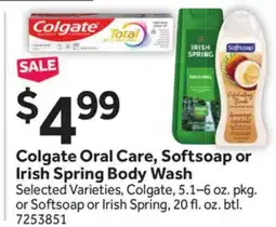 Stop&Shop Colgate Oral Care, Softsoap or Irish Spring Body Wash offer