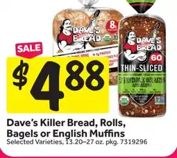 Stop&Shop Dave's Killer Bread, Rolls, Bagels or English Muffins offer