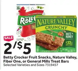 Stop&Shop Betty Crocker Fruit Snacks, Nature Valley, Fiber One, or General Mills Treat Bars offer
