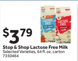Stop&Shop Stop & Shop Lactose Free Milk offer