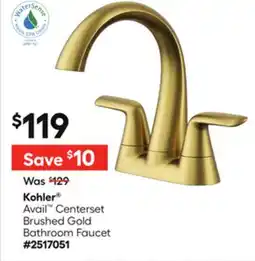 Lowe's Avail Centerset Brushed Gold Bathroom Faucet offer