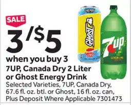 Stop&Shop 7UP, Canada Dry 2 Liter or Ghost Energy Drink offer