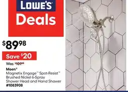 Lowe's Magnetix Engage Spot-Resist Brushed Nickel 6-Spray Shower Head and Hand Shower offer