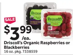 Stop&Shop Driscoll's Organic Raspberries or Blackberries offer