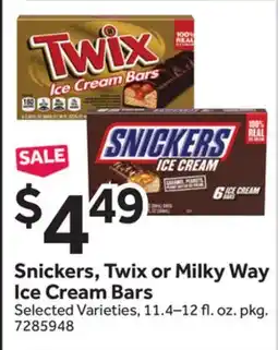 Stop&Shop Snickers, Twix or Milky Way Ice Cream Bars offer