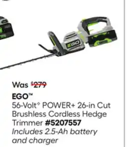 Lowe's 56-VoltG POWER+ 26-in Cut Brushless Cordless Hedge Trimmer offer
