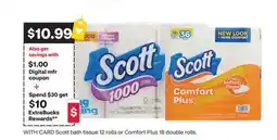 CVS Scott bath tissue 12 rolls or Comfort Plus 18 double rolls offer