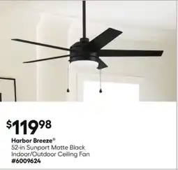 Lowe's 52-in Sunport Matte Black Indoor/Outdoor Ceiling Fan offer