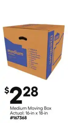 Lowe's Medium Moving Box Actual: 16-in x 18-in offer