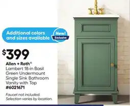 Lowe's Lambert 18-in Basil Green Undermount Single Sink Bathroom Vanity with Top offer