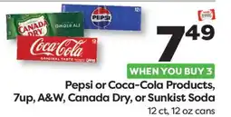 Weis Markets Pepsi or Coca-Cola Products, 7up, A & W, Canada Dry, or Sunkist Soda offer