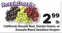 Weis Markets California Razzle Red, Dazzle Green, or Snazzle Black Seedless Grapes offer