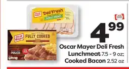 Weis Markets Oscar Mayer Deli Fresh Lunchmeat 7.5 - 9 oz Cooked Bacon 2.52 oz offer