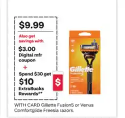 CVS Gillette Fusion5 or Venus Comfortglide Freesia razors offer
