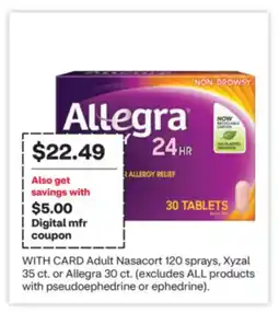 CVS Adult Nasacort 120 sprays, Xyzal 35 ct. or Allegra 30 ct offer