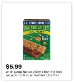 CVS Nature Valley, Fiber One bars value pk. 10-12 ct. or Fruit Roll-Ups 16 ct offer