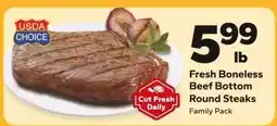Save a Lot Fresh Boneless Beef Bottom Round Steaks offer
