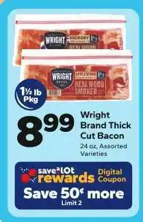 Save a Lot Wright Brand Thick Cut Bacon offer
