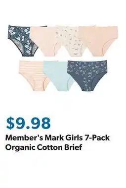 Sam's Club Member's Mark Girls 7-Pack Organic Cotton Brief offer