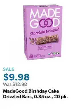 Sam's Club MadeGood Birthday Cake Drizzled Bars, 0.85 oz., 20 pk offer