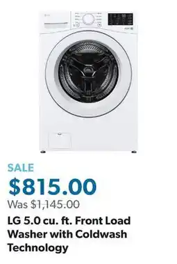 Sam's Club LG 5.0 cu. ft. Front Load Washer with Coldwash Technology offer