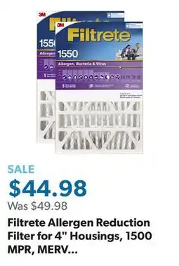 Sam's Club Filtrete Allergen Reduction Filter for 4 Housings, 1500 MPR, MERV 12, 2 Pack offer