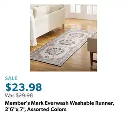 Sam's Club Member's Mark Everwash Washable Runner, 2'6x 7', Assorted Colors offer