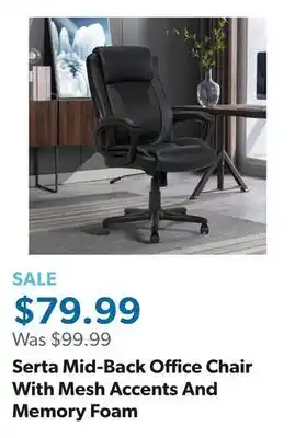 Sam's Club Serta Mid-Back Office Chair With Mesh Accents And Memory Foam offer