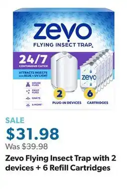 Sam's Club Zevo Flying Insect Trap with 2 devices + 6 Refill Cartridges offer