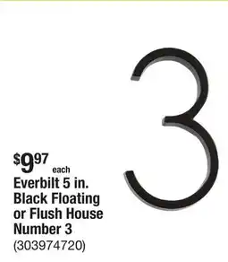 The Home Depot Everbilt 5 in. Black Floating or Flush House Number 3 offer