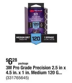The Home Depot 3M Pro Grade Precision 2.5 in x 4.5 in. x 1 in. Medium 120 Grit 3-in-1 Sanding Sponge (1-Pack) offer