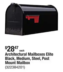 The Home Depot Architectural Mailboxes Elite Black, Medium, Steel, Post Mount Mailbox offer