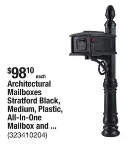 The Home Depot Architectural Mailboxes Stratford Black, Medium, Plastic, All-In-One Mailbox and Post Combo offer