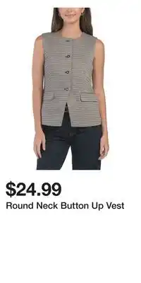 TJ Maxx Round Neck Button Up Vest offer