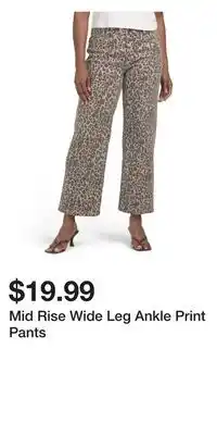 TJ Maxx Mid Rise Wide Leg Ankle Print Pants offer