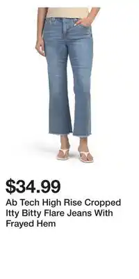 TJ Maxx Ab Tech High Rise Cropped Itty Bitty Flare Jeans With Frayed Hem offer