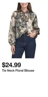 TJ Maxx Tie Neck Floral Blouse offer