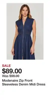 Nordstrom Modenaire Zip Front Sleeveless Denim Midi Dress offer