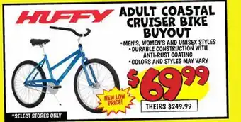 Ollie's ADULT COASTAL HUFFY CRUISER BIKE BUYOUT offer