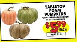 Ollie's TABLETOP FOAM PUMPKINS offer